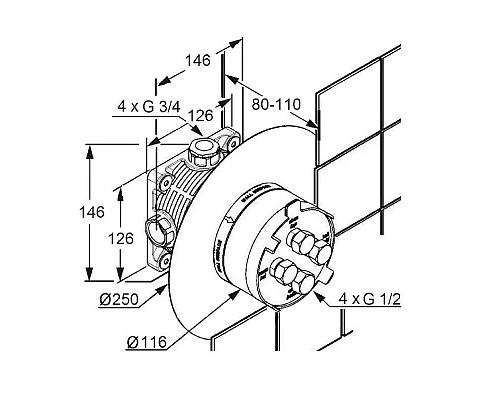 Купить Встраиваемый комплект Kludi Joop! 88011 в магазине сантехники Santeh-Crystal.ru