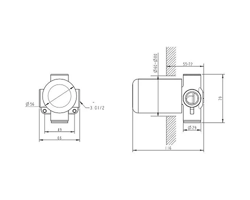 Приобрести Скрытая монтажная часть Bravat D999CP-ENG в магазине сантехники Santeh-Crystal.ru