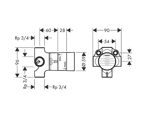Купить Скрытая часть 3/4, 65 л/мин Axor 16930180 в магазине сантехники Santeh-Crystal.ru