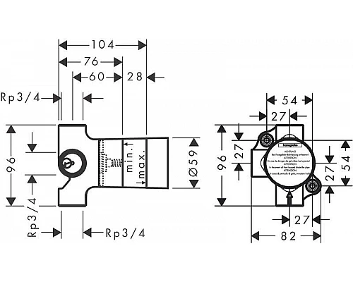 Приобрести Скрытая часть 3/4, 65 л/мин Axor 16982180 в магазине сантехники Santeh-Crystal.ru