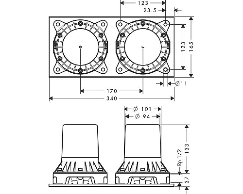 Купить Скрытая часть для напольного смесителя Axor Montreux 16549180 в магазине сантехники Santeh-Crystal.ru