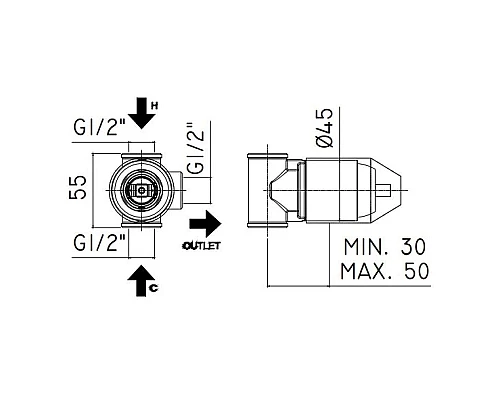 Приобрести Скрытая часть Paffoni INC01035CR в магазине сантехники Santeh-Crystal.ru