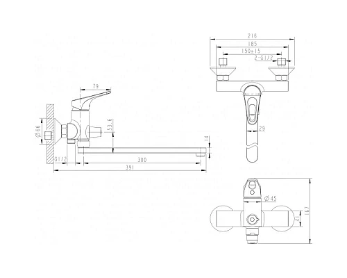 Купить Смеситель для ванны Bravat Drop-D F648162C-01A в магазине сантехники Santeh-Crystal.ru