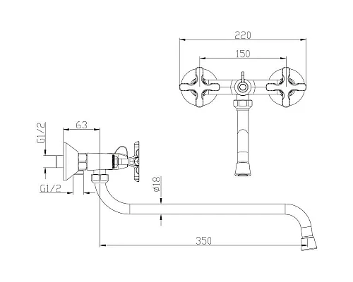Приобрести Смеситель для ванны Lemark Duetto LM5751C в магазине сантехники Santeh-Crystal.ru