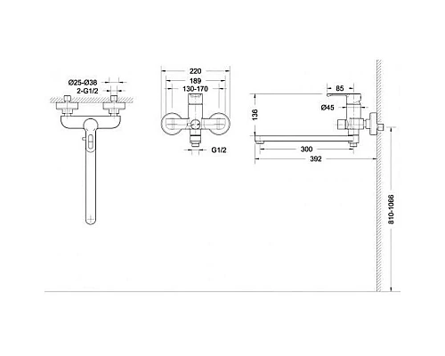 Купить Смеситель для ванны Bravat Stream-D F637163C-01A в магазине сантехники Santeh-Crystal.ru