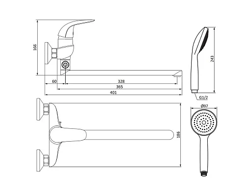 Приобрести Смеситель для ванны Damixa Eclipse 319500001 в магазине сантехники Santeh-Crystal.ru