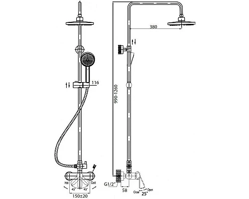 Заказать Душевая система Cerazes LACONICO LACONICO-C-CD1-01-S в магазине сантехники Santeh-Crystal.ru
