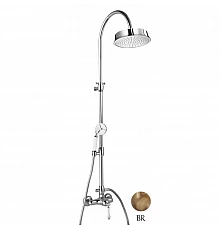 Душевая колонна со смесителем, верхним и ручным душем бронза, ручка белая Cezares Margot MARGOT-CD-02-Bi