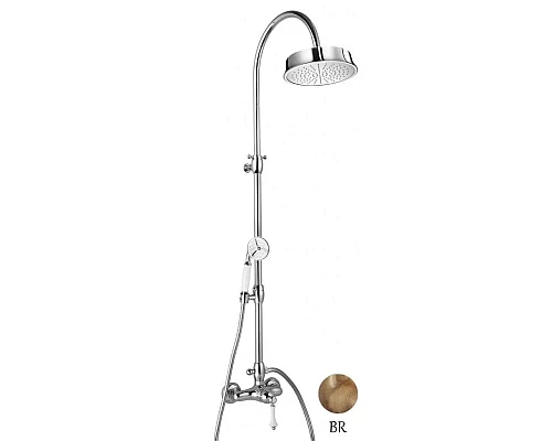 Заказать Душевая колонна со смесителем, верхним и ручным душем бронза, ручка белая Cezares Margot MARGOT-CD-02-Bi в магазине сантехники Santeh-Crystal.ru