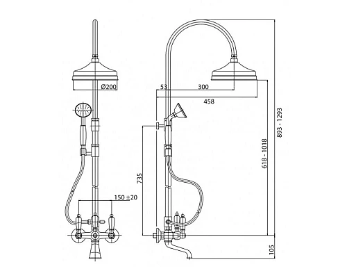 Заказать Душевая колонна хром, ручки металл Cezares First FIRST-CVD-01-M в магазине сантехники Santeh-Crystal.ru