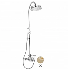 Душевая колонна с термостатическим смесителем золото 24 карат, ручка белая Cezares Margot MARGOT-CD-T-03/24-Bi