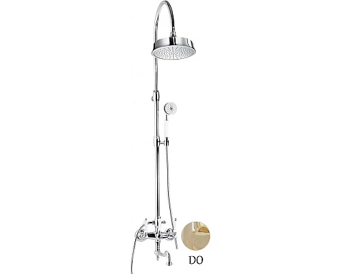 Заказать Душевая колонна с поворотным изливом золото 24 карат, ручки белые Cezares Margot MARGOT-CVDF-03/24-Bi в магазине сантехники Santeh-Crystal.ru
