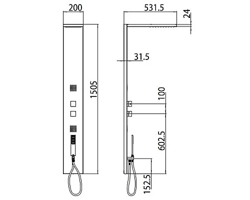 Приобрести Душевая панель со смесителем Bossini Manhattan L00891.030 в магазине сантехники Santeh-Crystal.ru