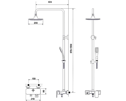 Купить Душевая система 200 мм Excellent Rain Altar White ARAC.SY.781W в магазине сантехники Santeh-Crystal.ru