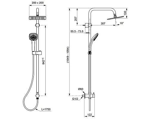 Заказать Душевая стойка Ideal Standard IdealRain Cube A5834AA в магазине сантехники Santeh-Crystal.ru