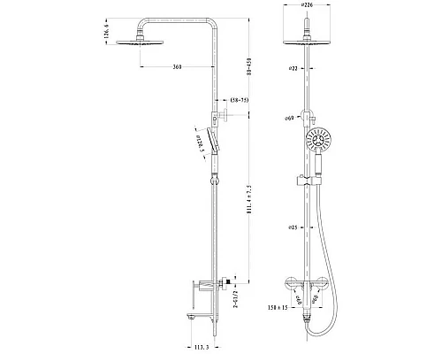 Заказать Душевая система 226 мм Orans 7539000 в магазине сантехники Santeh-Crystal.ru