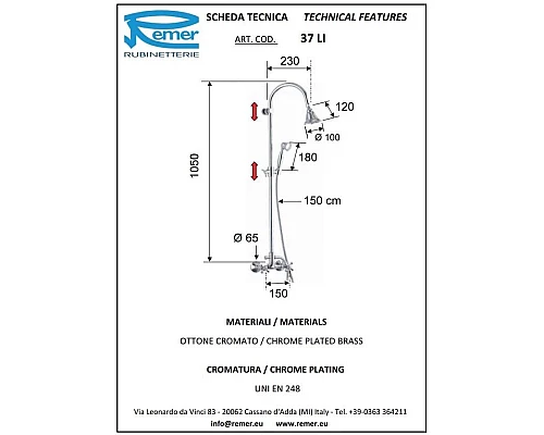 Заказать Душевая система Remer Liberty 37LICE в магазине сантехники Santeh-Crystal.ru