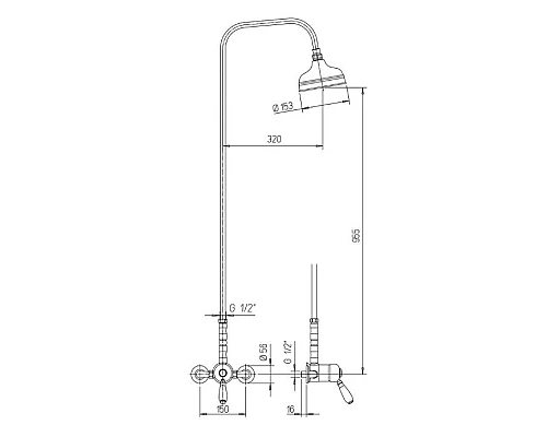 Купить Душевая система 153 мм Paini Kennsington 50CR689 в магазине сантехники Santeh-Crystal.ru