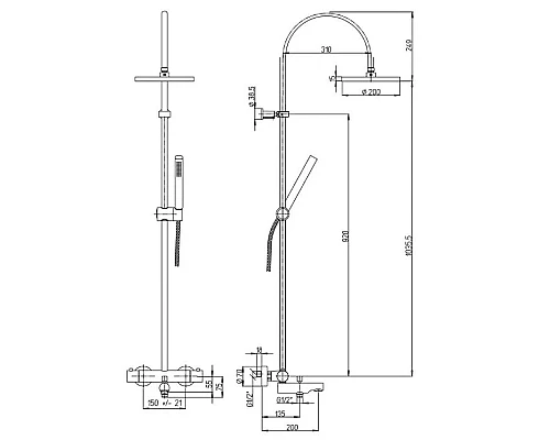 Купить Душевая система 200 мм Paini Cox 78CR687TH1KM в магазине сантехники Santeh-Crystal.ru