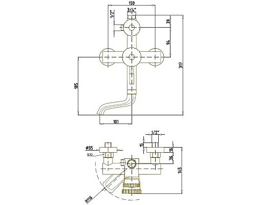 Приобрести Душевая система Bronze De Luxe Windsor 10120DF в магазине сантехники Santeh-Crystal.ru