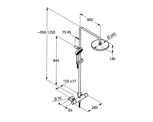 Приобрести Душевая система 245 мм Kludi A-QA 6619505-00 в магазине сантехники Santeh-Crystal.ru