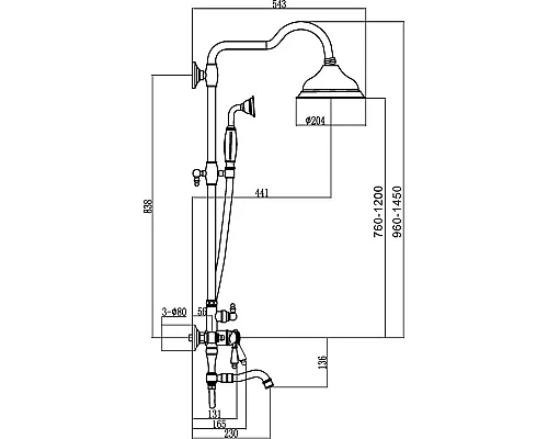 Купить Душевая система 204 мм Savol 66C S-006613C в магазине сантехники Santeh-Crystal.ru