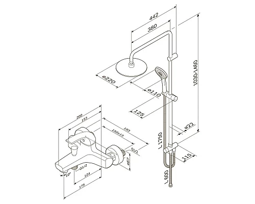 Купить Душевая стойка 220 мм AM.PM Sense F4087514 в магазине сантехники Santeh-Crystal.ru