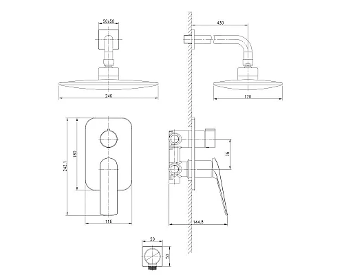 Купить Душевой комплект 246х170 мм Lemark Allegro LM5929C в магазине сантехники Santeh-Crystal.ru