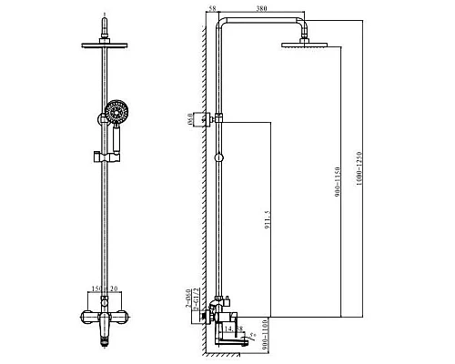 Приобрести Душевая система 200 мм Caprigo Atlantic 51-310-crm в магазине сантехники Santeh-Crystal.ru
