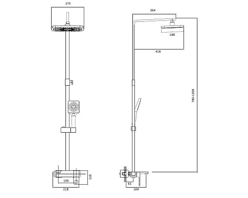 Купить Душевая система 275х190 мм Haiba HB24615 в магазине сантехники Santeh-Crystal.ru