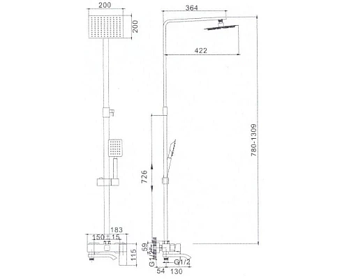 Купить Душевая система 200 мм Haiba HB24815 в магазине сантехники Santeh-Crystal.ru