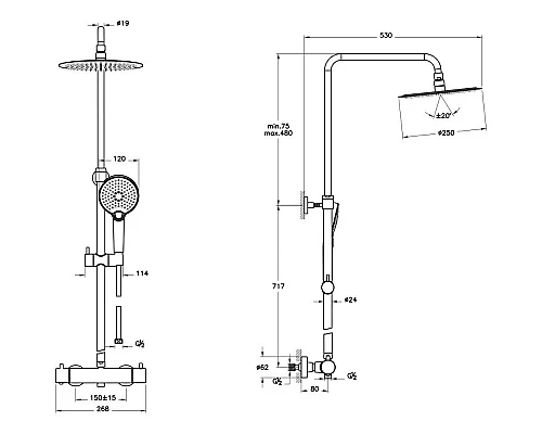 Купить Душевая система 250 мм VitrA Aquaheat Bliss A47201EXP в магазине сантехники Santeh-Crystal.ru