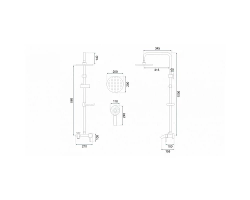 Заказать Душевая система 200 мм Rea Luis REA-P7006 в магазине сантехники Santeh-Crystal.ru