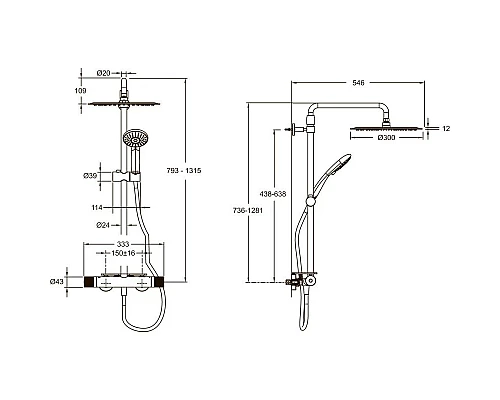 Заказать Душевая система 300 мм Jacob Delafon Rivoli E30117-CP в магазине сантехники Santeh-Crystal.ru