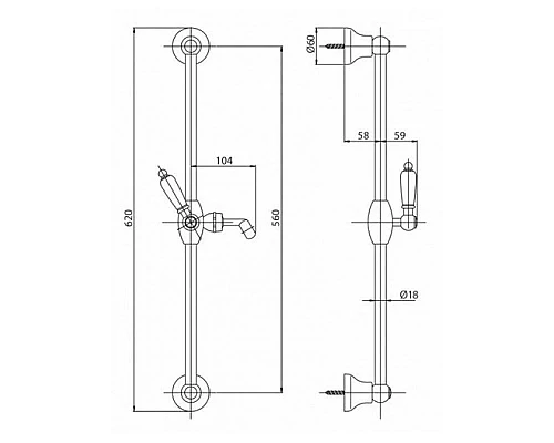 Приобрести Душевой гарнитур хром, ручка Swarovski Nero Cezares Vintage VINTAGE-SD-01-Sw-N в магазине сантехники Santeh-Crystal.ru