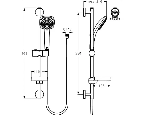 Купить Душевой гарнитур Ideal Standard IdealRain Cube M3 B0008AA в магазине сантехники Santeh-Crystal.ru