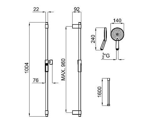 Купить Душевой гарнитур Noken Pure Line N199999037 в магазине сантехники Santeh-Crystal.ru