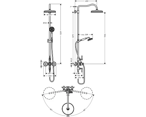 Заказать Душевая система 245 мм Axor Montreux 16572820 в магазине сантехники Santeh-Crystal.ru