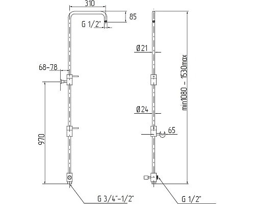 Заказать Душевая колонна Migliore Ponte ML.PNT-36.258.CR в магазине сантехники Santeh-Crystal.ru
