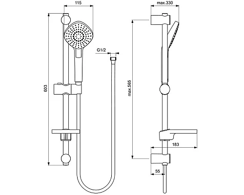 Приобрести Душевой гурнитур Ideal Standard IdealRain Evo B2621AA в магазине сантехники Santeh-Crystal.ru