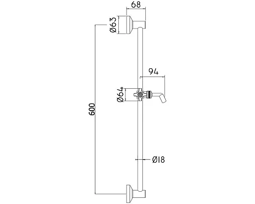 Приобрести Душевая штанга 60 см Paffoni Belinda ZSAL021GF в магазине сантехники Santeh-Crystal.ru