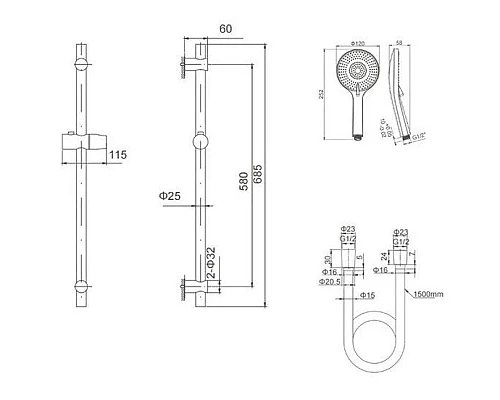 Заказать Душевой гарнитур Caprigo Don 98-570-BRG в магазине сантехники Santeh-Crystal.ru
