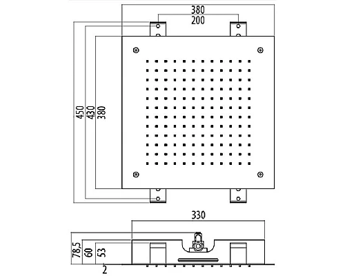 Купить Верхний душ 380x380 мм без хромотерапии Gattoni PD 9915/PDCcr в магазине сантехники Santeh-Crystal.ru
