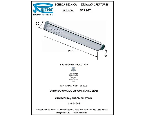 Купить Душевая лейка 30 мм Remer 317MT в магазине сантехники Santeh-Crystal.ru