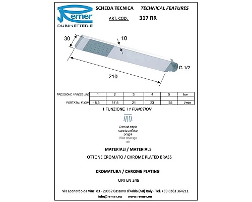 Приобрести Душевая лейка 30 мм Remer 317RR в магазине сантехники Santeh-Crystal.ru