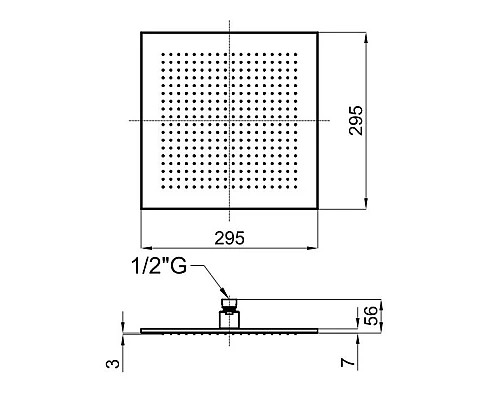 Приобрести Верхний душ 295 мм Noken Neptune Slim Square N192579916 в магазине сантехники Santeh-Crystal.ru