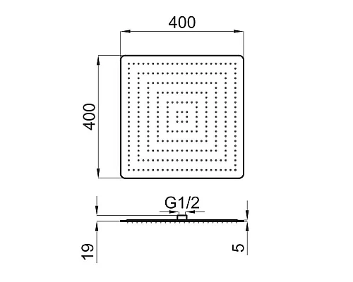 Заказать Верхний душ 400 мм Noken NK Logic Square N199999804 в магазине сантехники Santeh-Crystal.ru