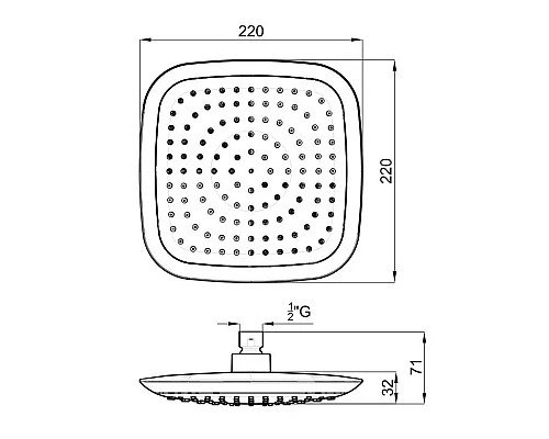 Приобрести Верхний душ 220 мм Noken Urban N199999727 в магазине сантехники Santeh-Crystal.ru
