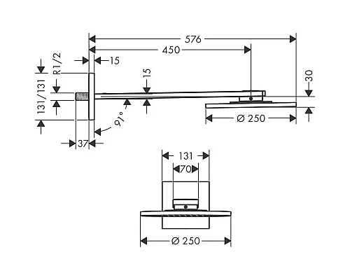 Приобрести Верхний душ 250 мм Axor ShowerSolutions 35284000 в магазине сантехники Santeh-Crystal.ru