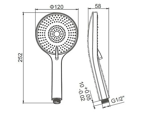 Купить Ручной душ 120 мм Caprigo Don 98-501-NER в магазине сантехники Santeh-Crystal.ru